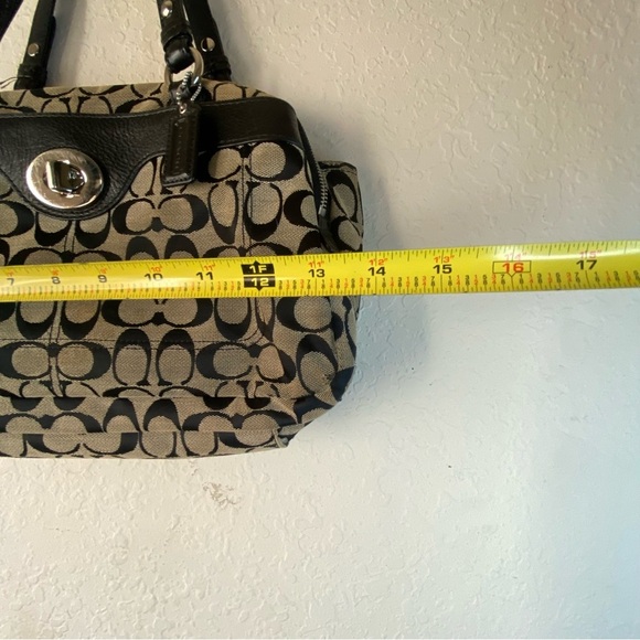 Coach Signature C Gray Black Medium Jacquard Tote Shoulder HandBag Satchel - Picture 10 of 15